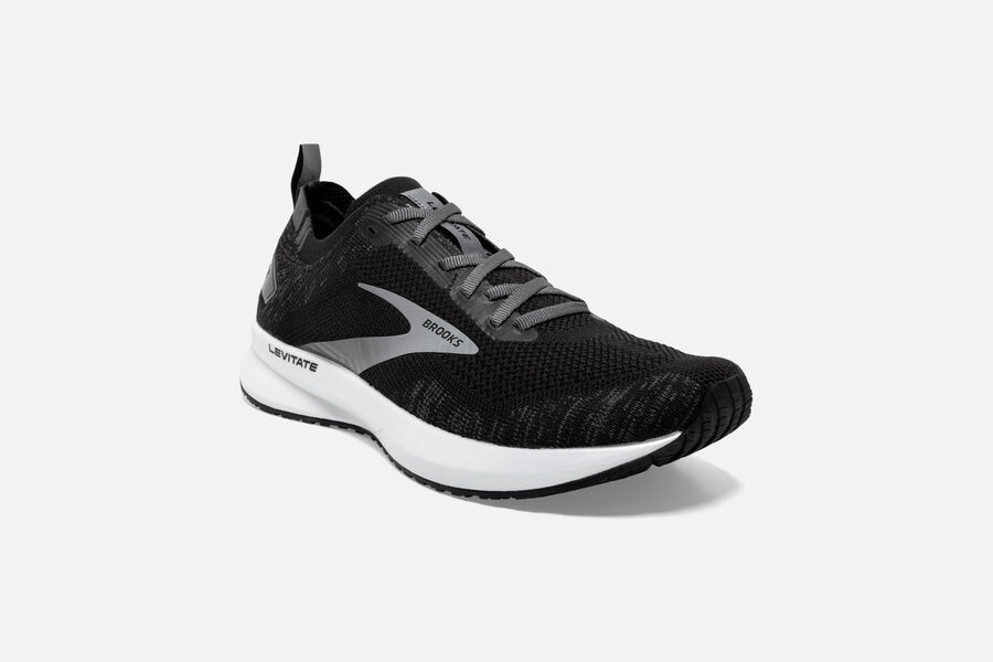 Levitate 4 Road Brooks Running Shoes NZ Womens - Black/White - ZIOPXJ-685